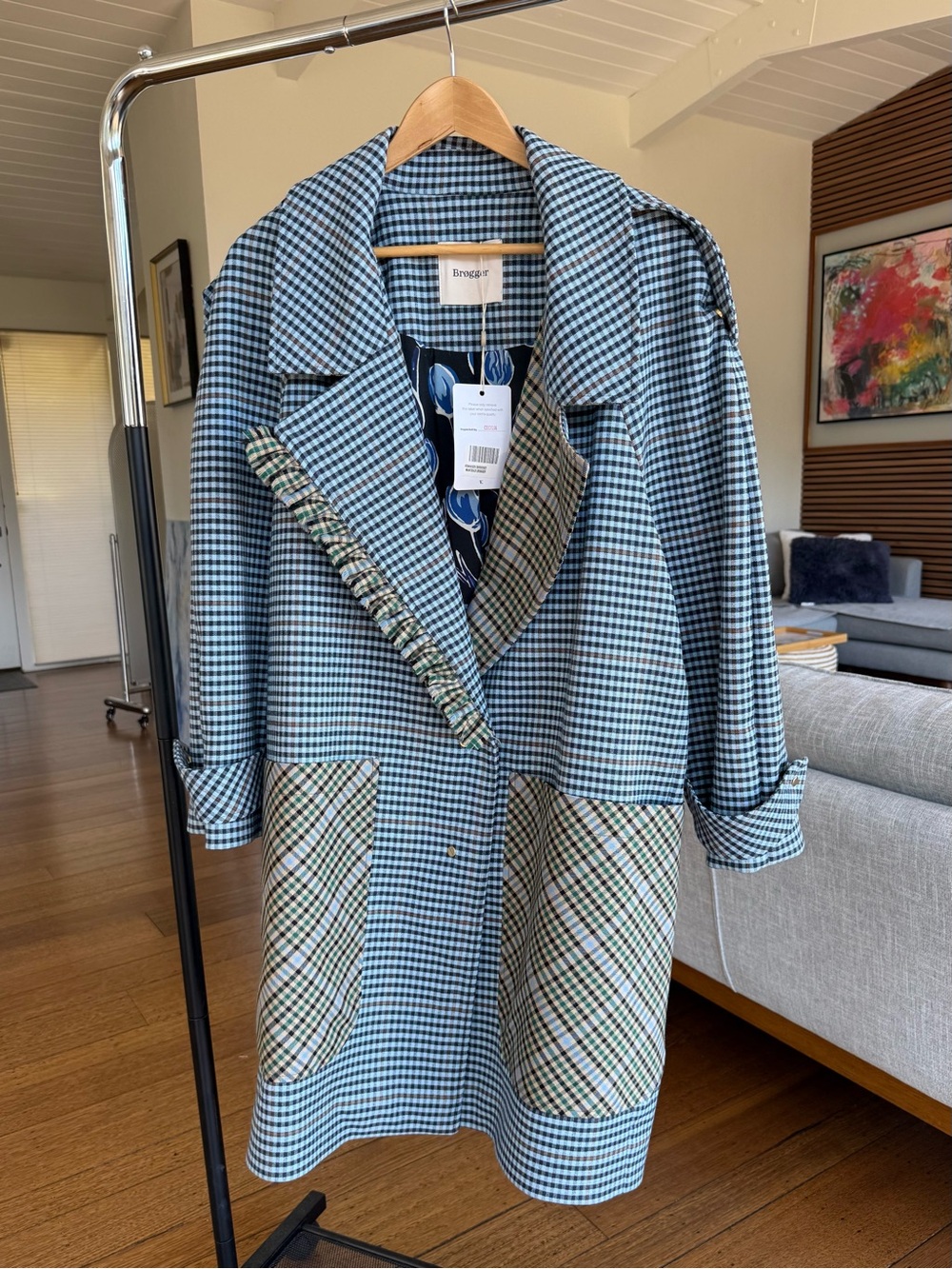 Brogger Blue Wool Coat Size Small